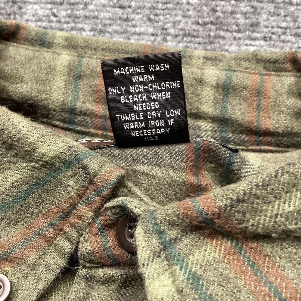 Vintage Banana Republic Cabinwear Flannel Shirt Mens Medium Plaid Green Cotton - Picture 7 of 9